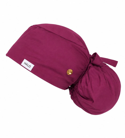 Merlot Satin Lined Scrub Cap for Long Hair